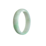 Genuine Untreated White with green Jadeite Jade Bangle Bracelet - 52mm Flat