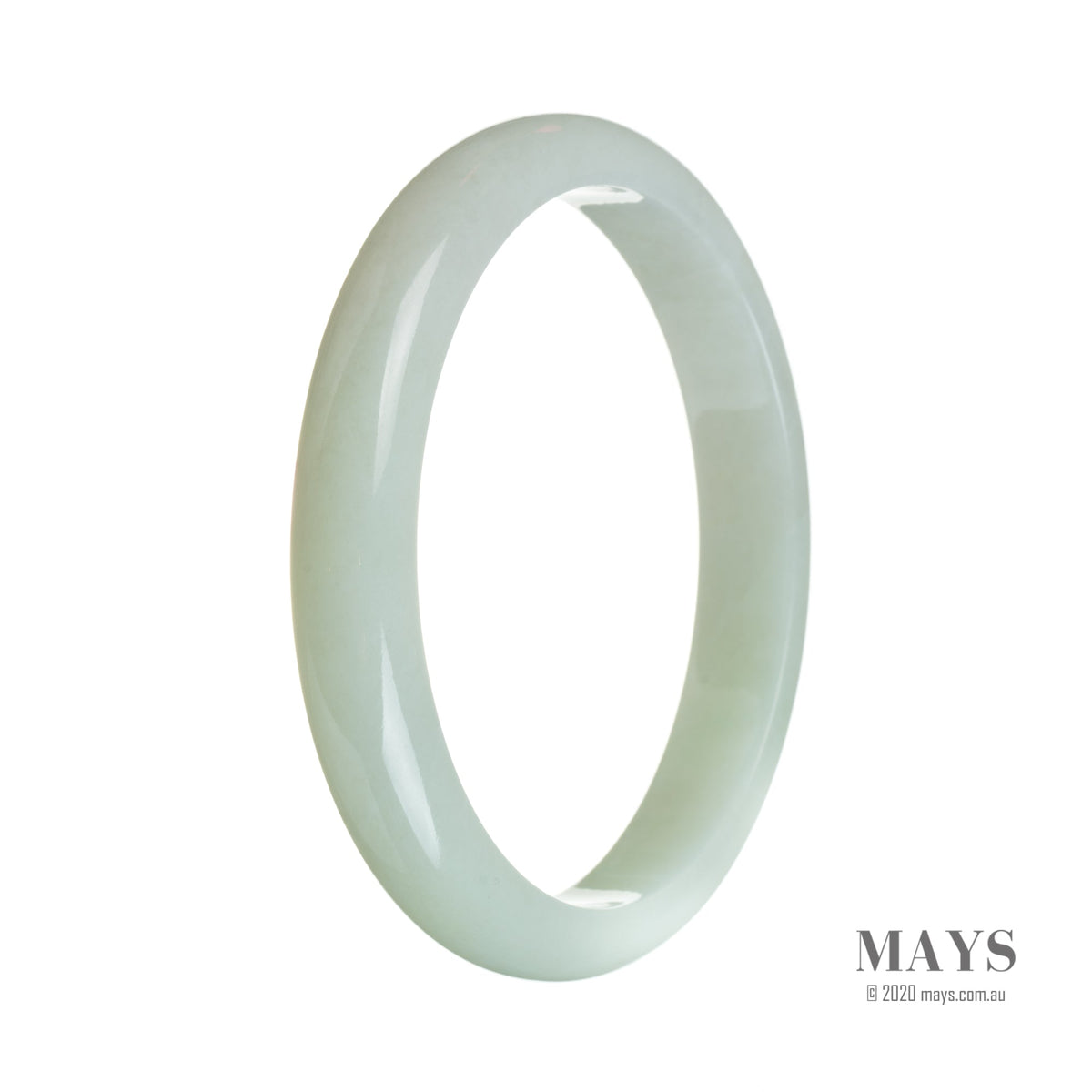 A pale green Burma Jade bracelet with a semi-round shape, measuring 78mm.