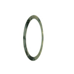 A thin, genuine natural spinach jade bangle bracelet with a traditional design, measuring 58mm in diameter. Crafted by MAYS GEMS.