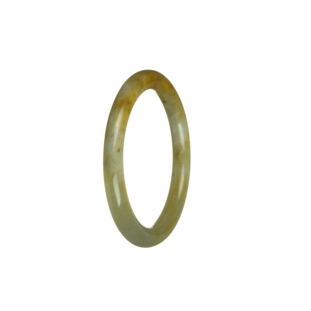 Authentic Natural Brown with Light Green Jadeite Jade Bangle Bracelet - 50mm Oval