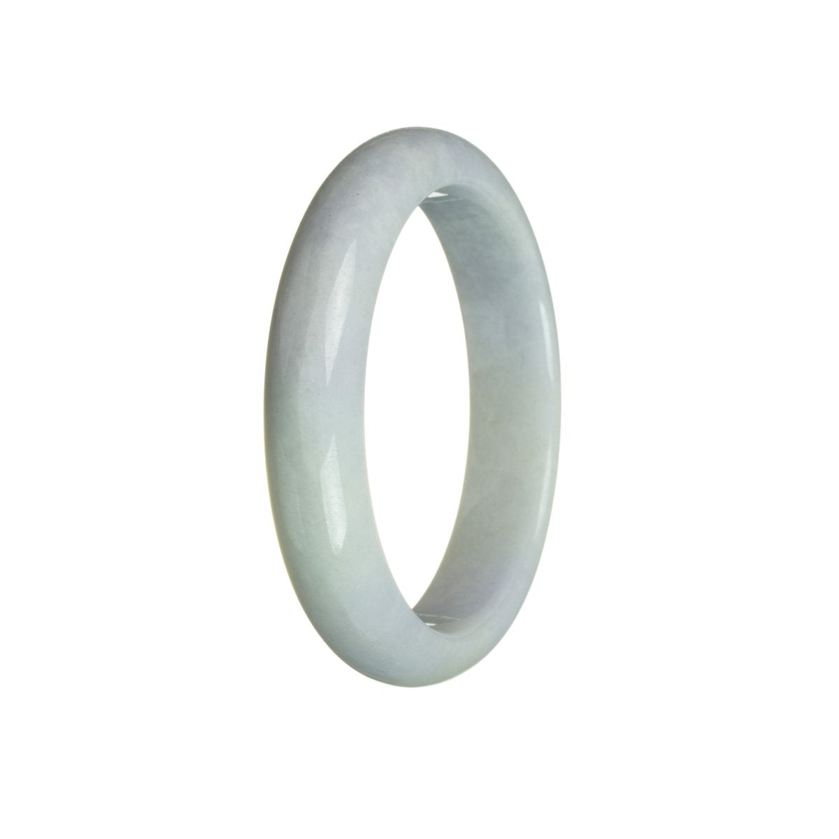 A half-moon-shaped bangle bracelet made of genuine Grade A lavender-colored gemstones, adorned with green Burma Jade accents. The bracelet has a diameter of 60mm and is a stylish creation by MAYS™.