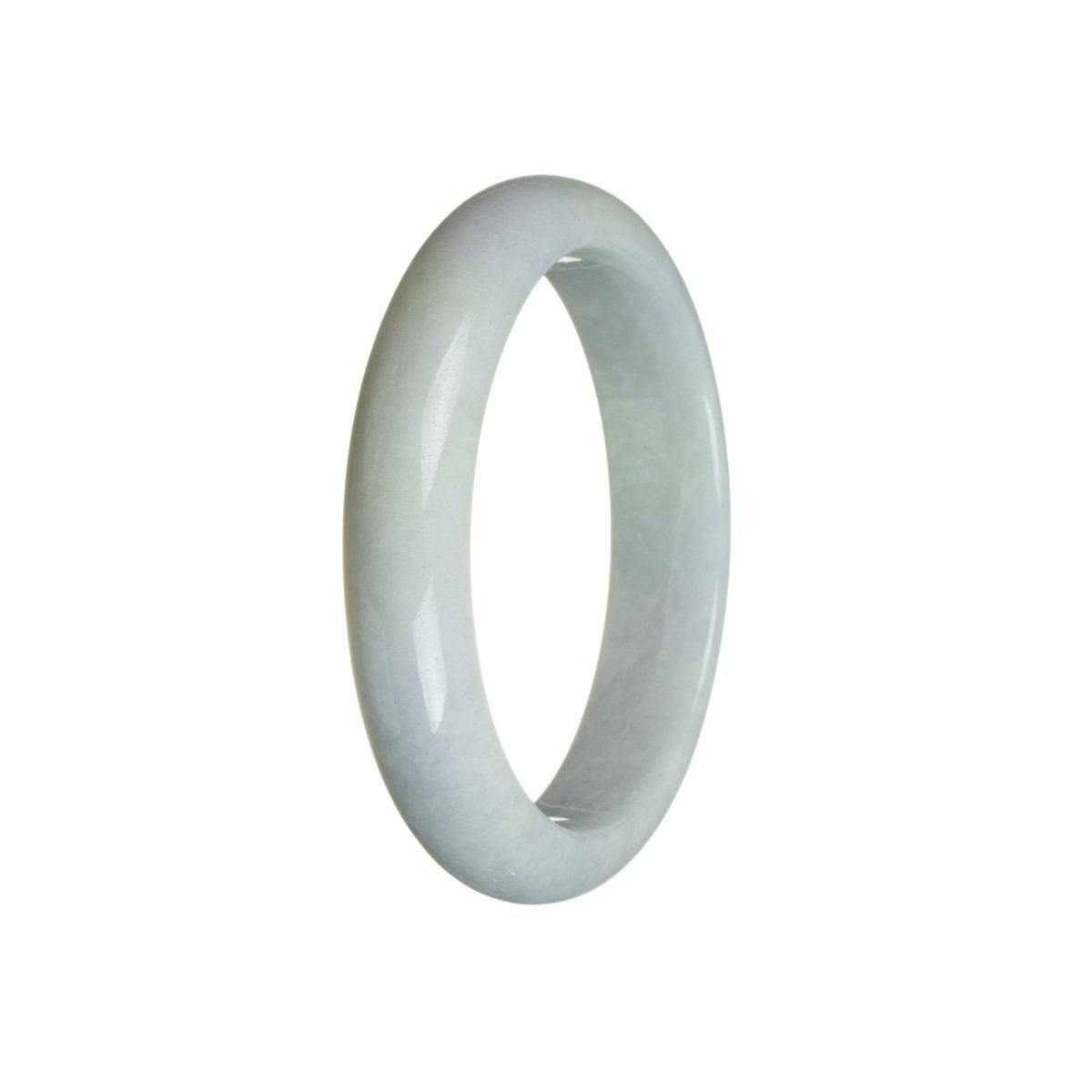 An elegant lavender and green jade bangle bracelet made of certified Grade A stones, featuring a 60mm half moon design. Perfect for adding a touch of beauty and sophistication to any outfit.