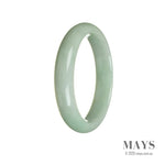 A half moon-shaped green and white Burmese jade bracelet, crafted with authentic Grade A jade.