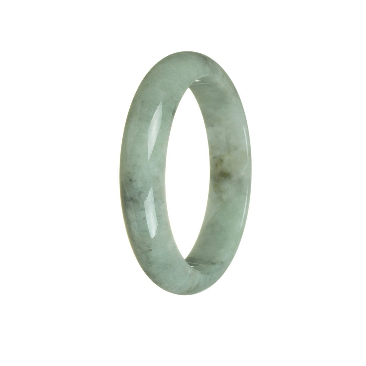 Genuine Untreated Green Jade Bangle - 58mm Half Moon