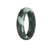 A close-up photo of a grey and white jade bracelet with a half-moon shape. The bracelet is made of genuine Type A Grey with White Jadeite Jade and measures 58mm in size. It is a MAYS™ product.