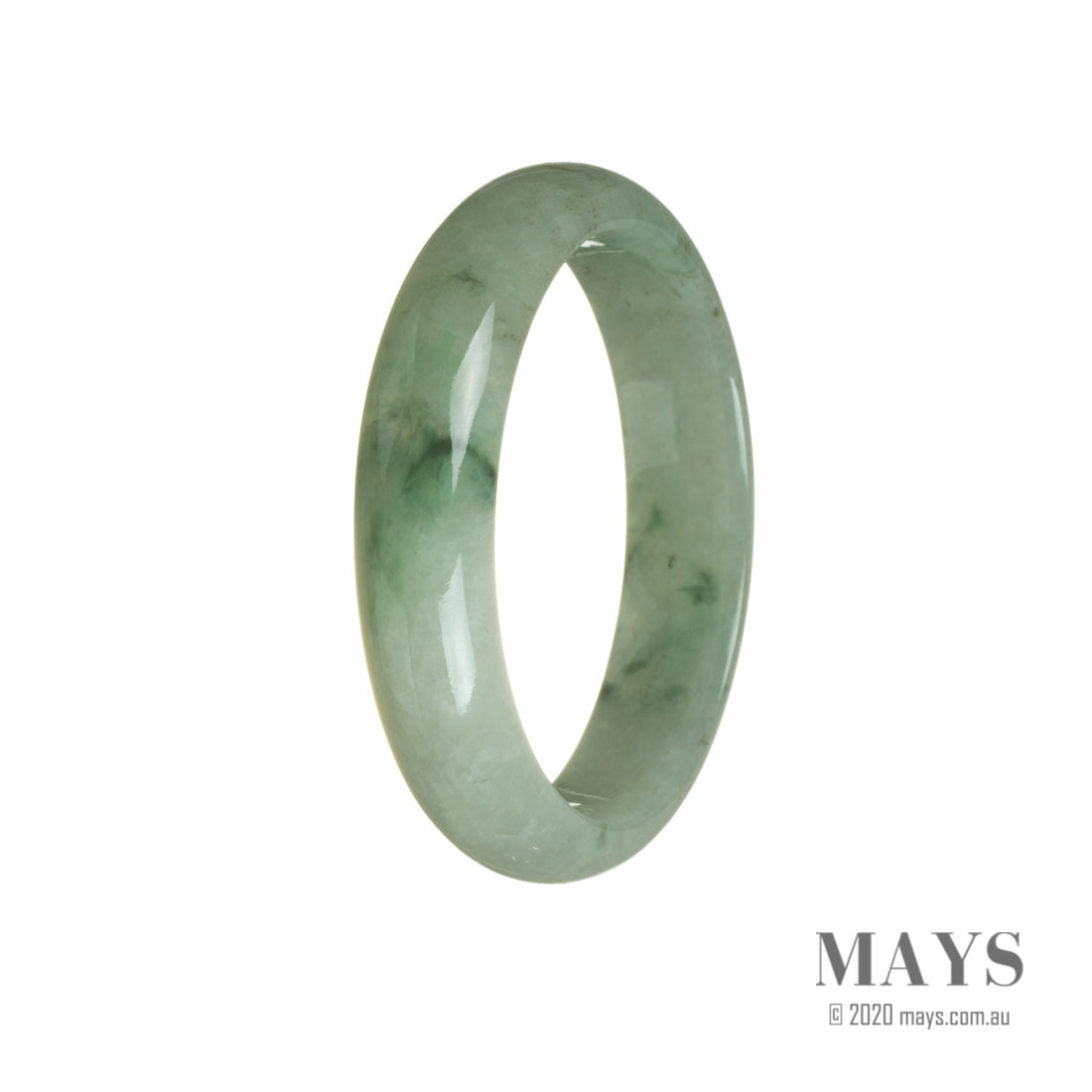 Genuine Grade A Green Traditional Jade Bangle - 59mm Half Moon