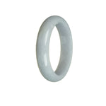 A lavender Burmese jade bracelet with a half moon design, measuring 55mm in size. Certified Type A quality.