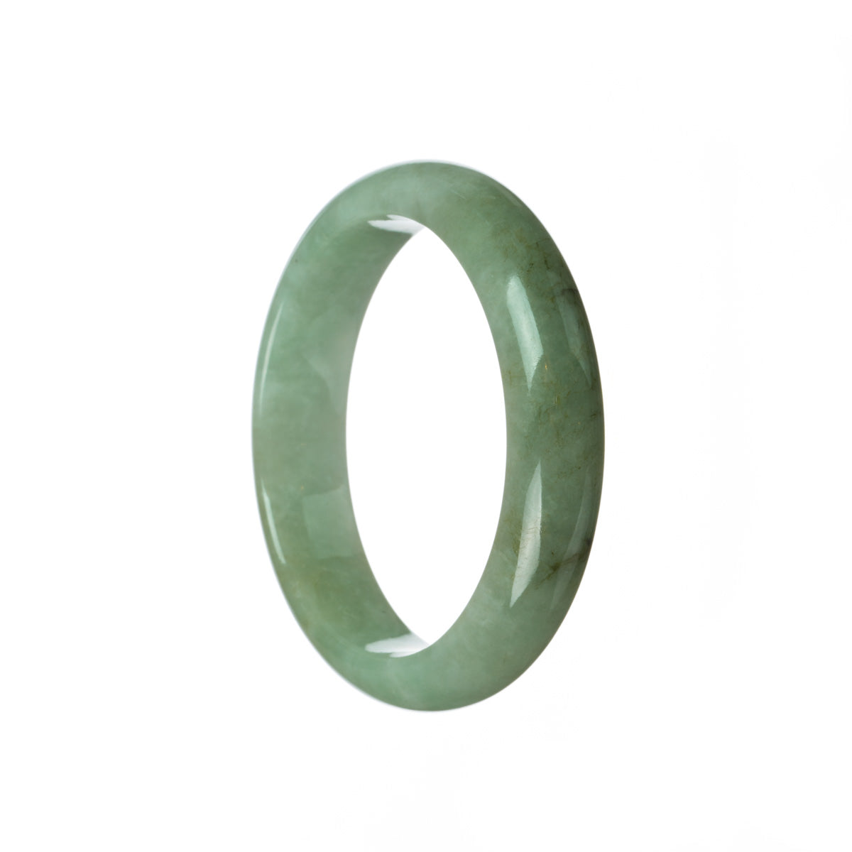 Genuine Untreated Green Burmese Jade Bangle - 57mm Half Moon