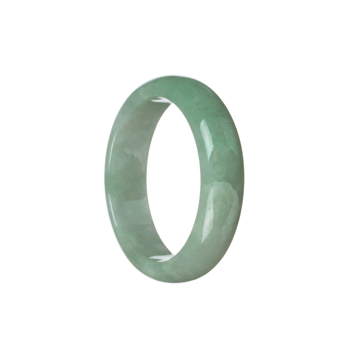 Real Grade A Light green Traditional Jade Bangle Bracelet - 53mm Half Moon