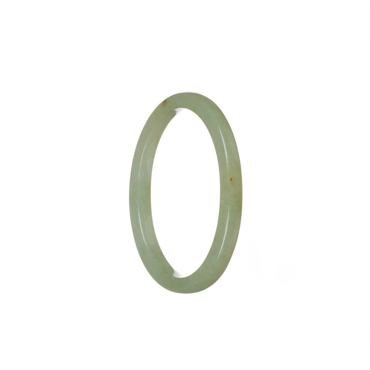 Close up of a pale green jadeite bracelet with an oval shape, showcasing its genuine and natural beauty.
