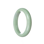 A light green Burmese jade bangle with a half moon shape, 60mm in size, certified as Type A. Sold by MAYS.