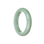 A light green Burmese jade bangle with a half-moon shape, measuring 55mm.