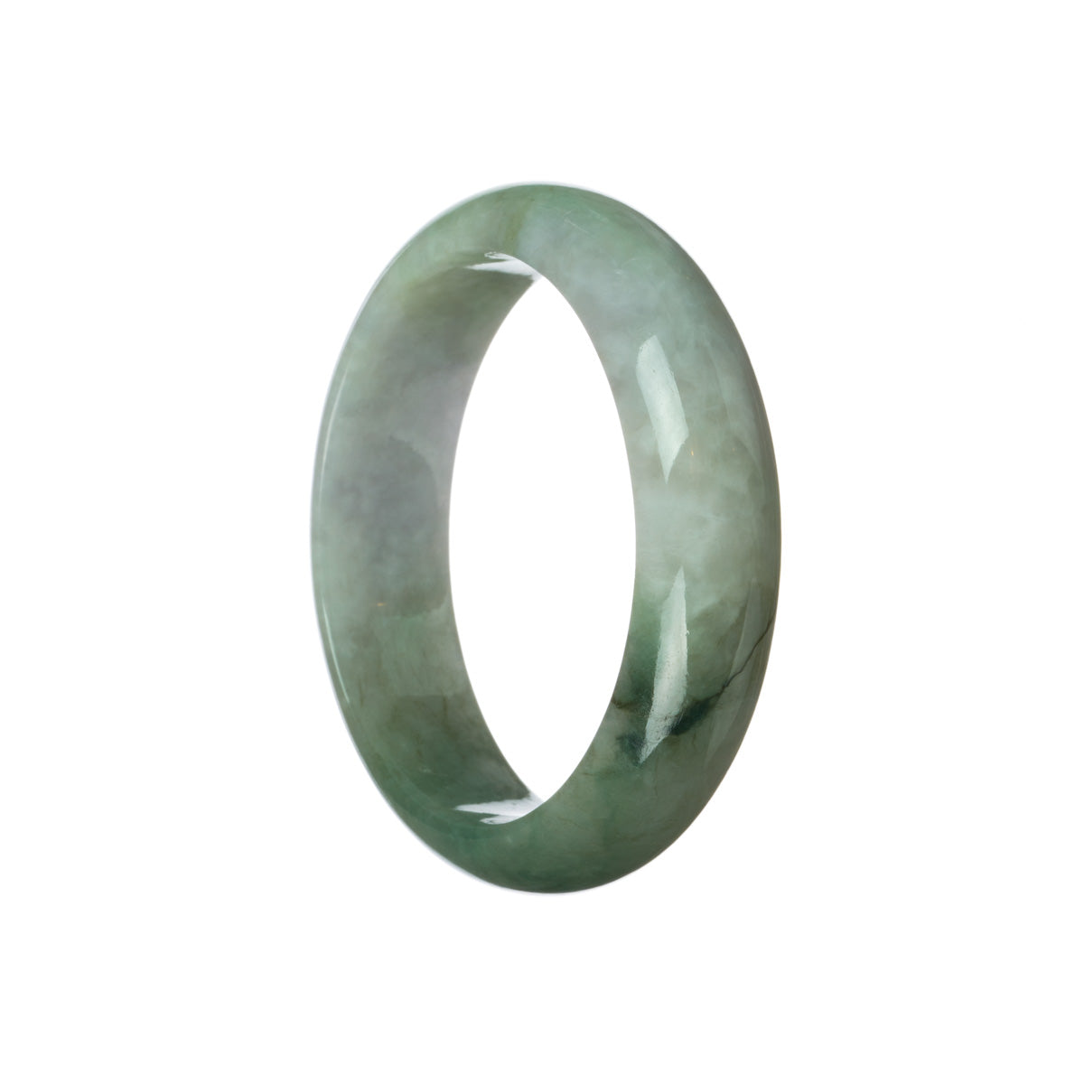 Genuine Untreated Green with lavender Burma Jade Bangle Bracelet - 59mm Half Moon