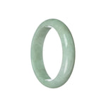 A close-up image of a beautiful green jade bangle bracelet with a half-moon shape, measuring 58mm in diameter. This bracelet is made from certified Grade A green jade and is a stunning addition to any jewelry collection.