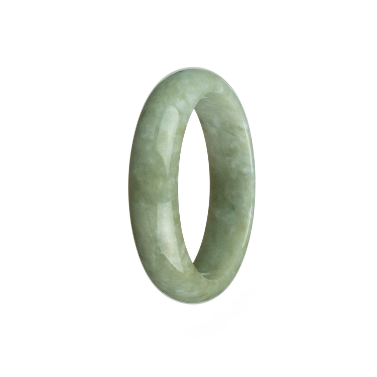 Genuine Grade A White with Brown Traditional Jade Bangle Bracelet - 55mm Half Moon
