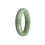 Genuine Grade A White with Brown Traditional Jade Bangle Bracelet - 55mm Half Moon