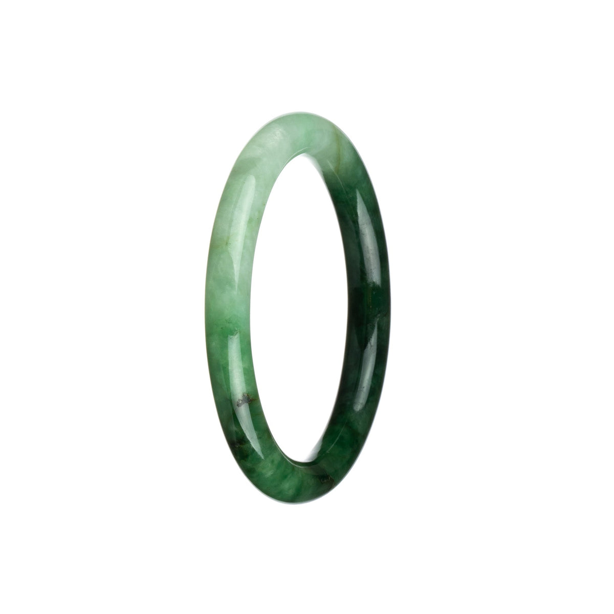 Genuine Natural Emerald Green and White Burma Jade Bracelet - 56mm Petite Round