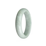 An exquisite white jade bangle, featuring a half-moon design, measuring 58mm in diameter. Perfect for adding a touch of elegance to any outfit.