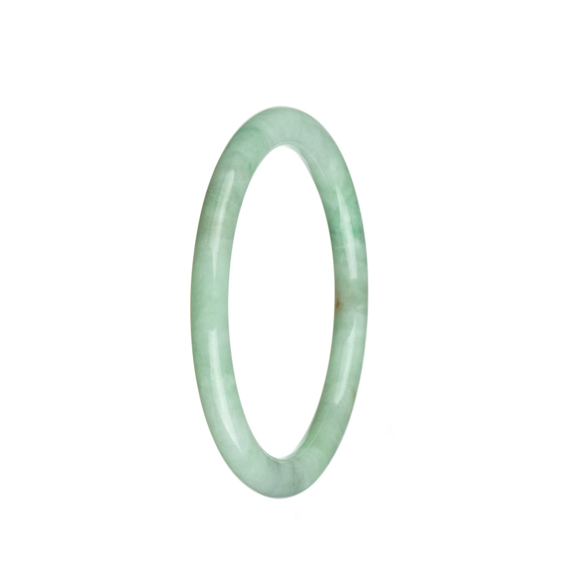 A light green Burmese jade bangle bracelet with a petite round shape, made from genuine Grade A jade.