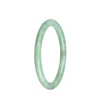 A light green Burmese jade bangle bracelet with a petite round shape, made from genuine Grade A jade.