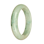 Authentic Natural White with Green Pattern Traditional Jade Bangle - 57mm Half Moon