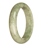 A half moon shaped grey pattern jade bangle made from certified natural jadeite.