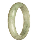 A beautiful grey patterned Burmese jade bracelet with a half moon shape, perfect for adding a touch of elegance to any outfit.