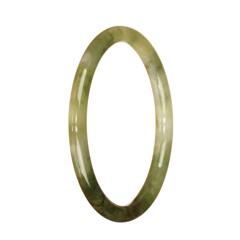 Authentic Untreated Green Pattern Jadeite Bracelet - 61mm Petite Round