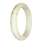 Genuine Grade A White Jade Bangle Bracelet - 61mm Half Moon