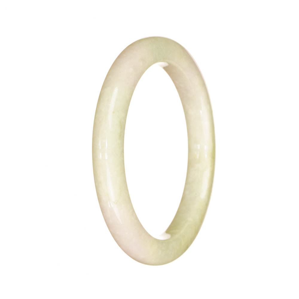 A pale green and lavender jadeite bangle bracelet with a semi-round shape, certified as untreated, from MAYS GEMS.