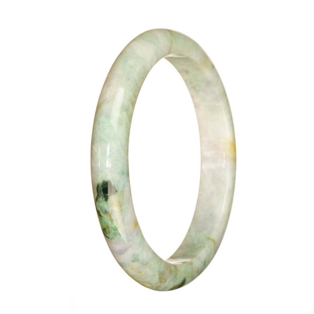 Genuine Grade A Pale Green with Green Pattern Jadeite Bracelet - 67mm Half Moon