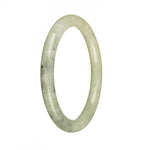 Certified Grade A Pale Green with Dark Green Pattern Jadeite Jade Bangle - 59mm Half Moon