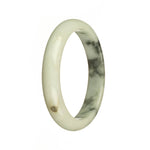A beautiful traditional jade bangle bracelet with genuine natural white and dark green patterns, in a 57mm half moon shape. Perfect for adding a touch of elegance to any outfit.