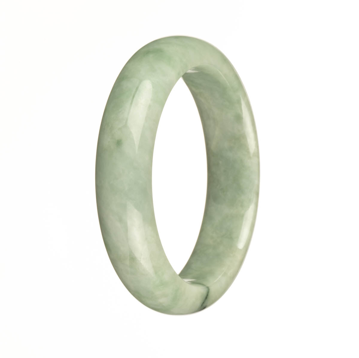 Genuine Natural Green Traditional Jade Bangle - 57mm Half Moon