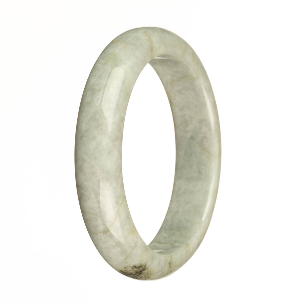 Genuine Grade A Grey with Brown Patterns Jade Bangle Bracelet - 62mm Half Moon