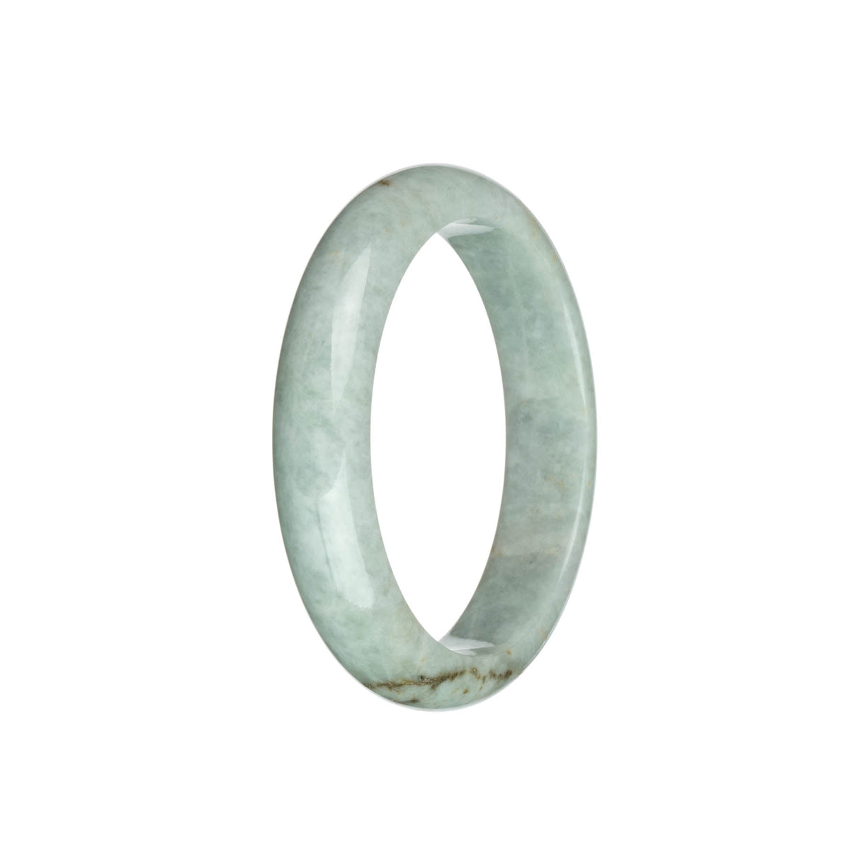 Genuine Untreated Light Grey Jadeite Bracelet - 59mm Half Moon