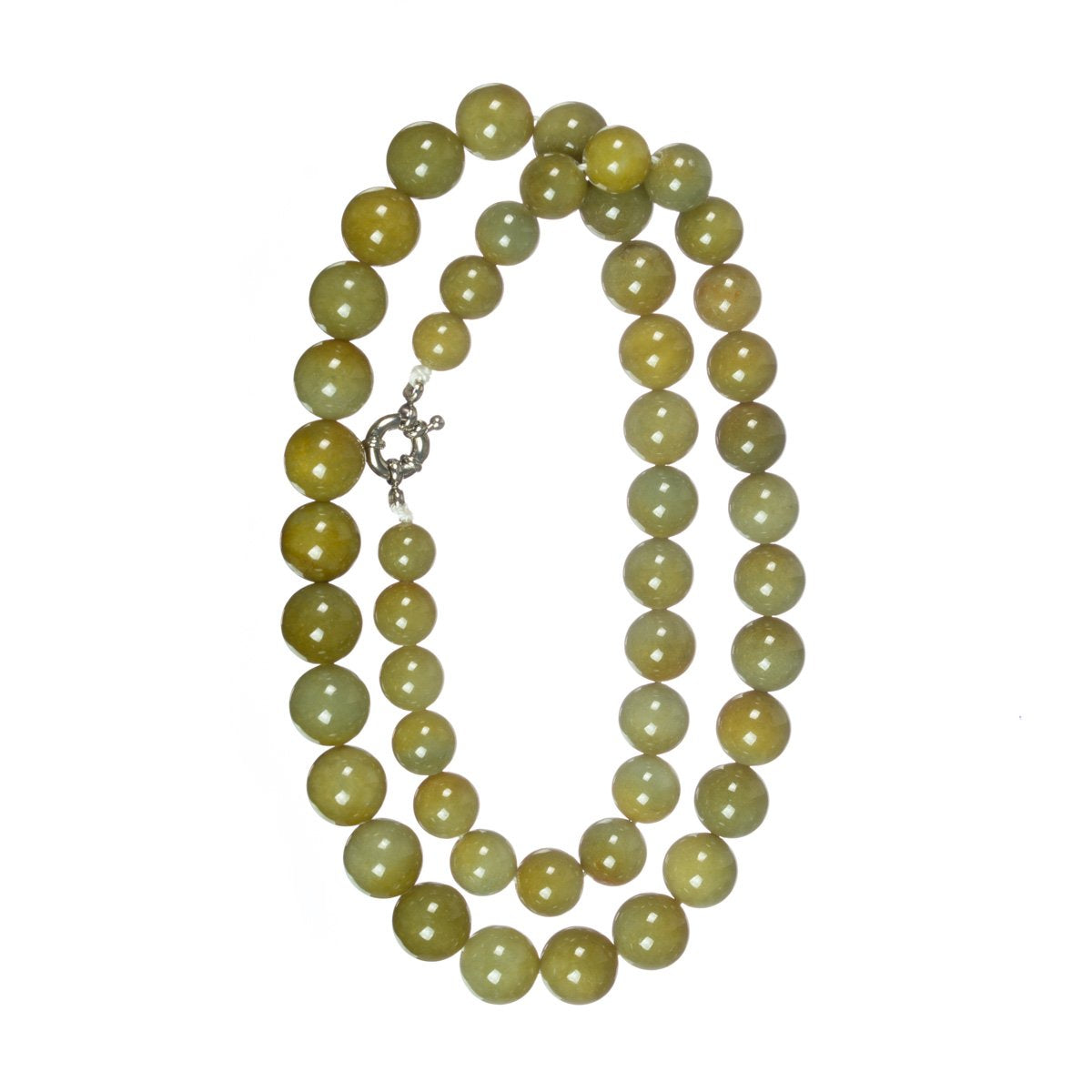 Brownish Green Jadeite Jade Bead Necklace