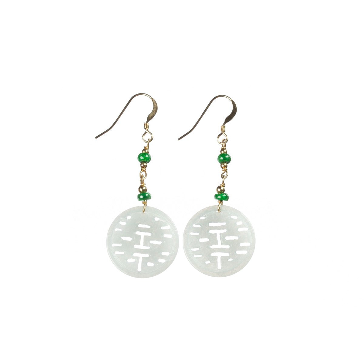 White Jade Gold Drop Earrings