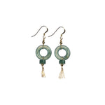 Icy Bluish Green Jade Gold Drop Earrings