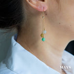 Mixed: Green White Yellow Jade Gold Drop Earrings