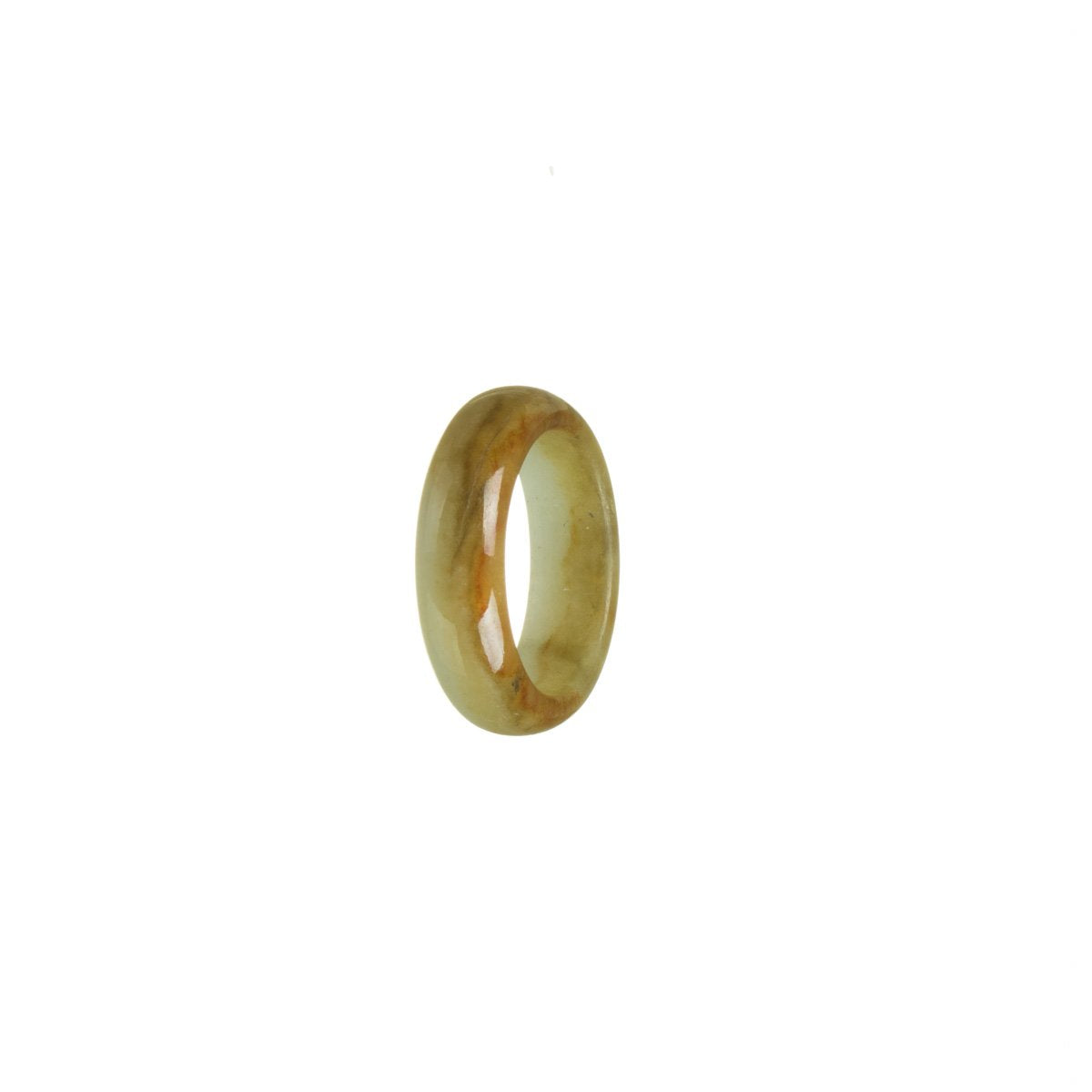 Genuine Pale Green with Brown Jade Ring - Size M