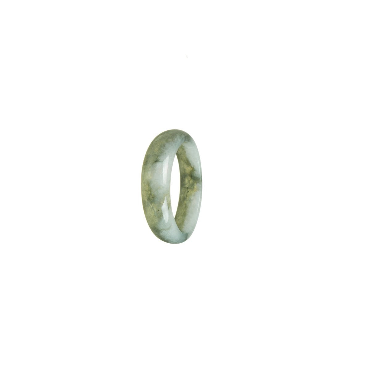 Certified Deep Green with White Burmese Jade Band - Size N