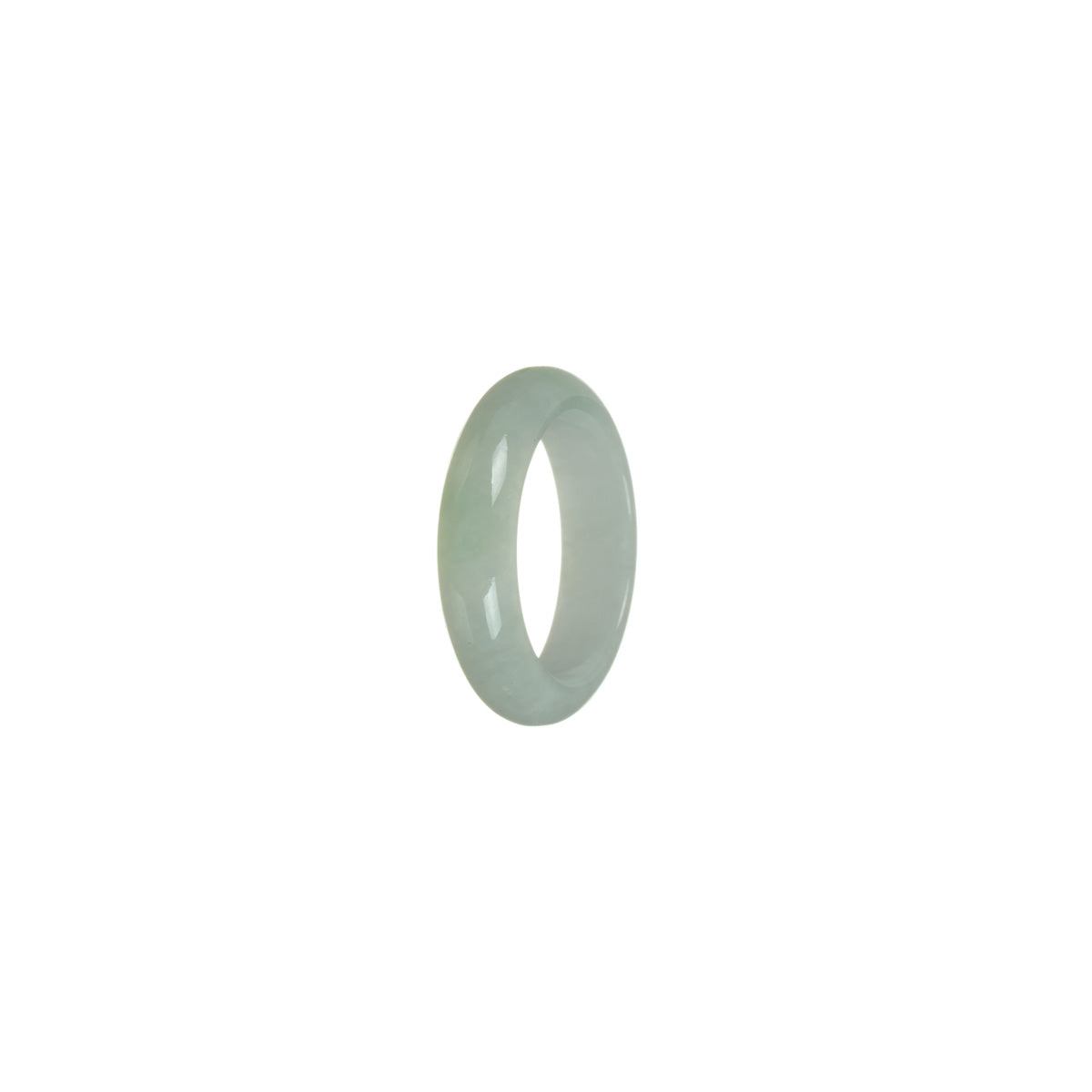 Certified White Burma Jade Ring - Size R 1/2