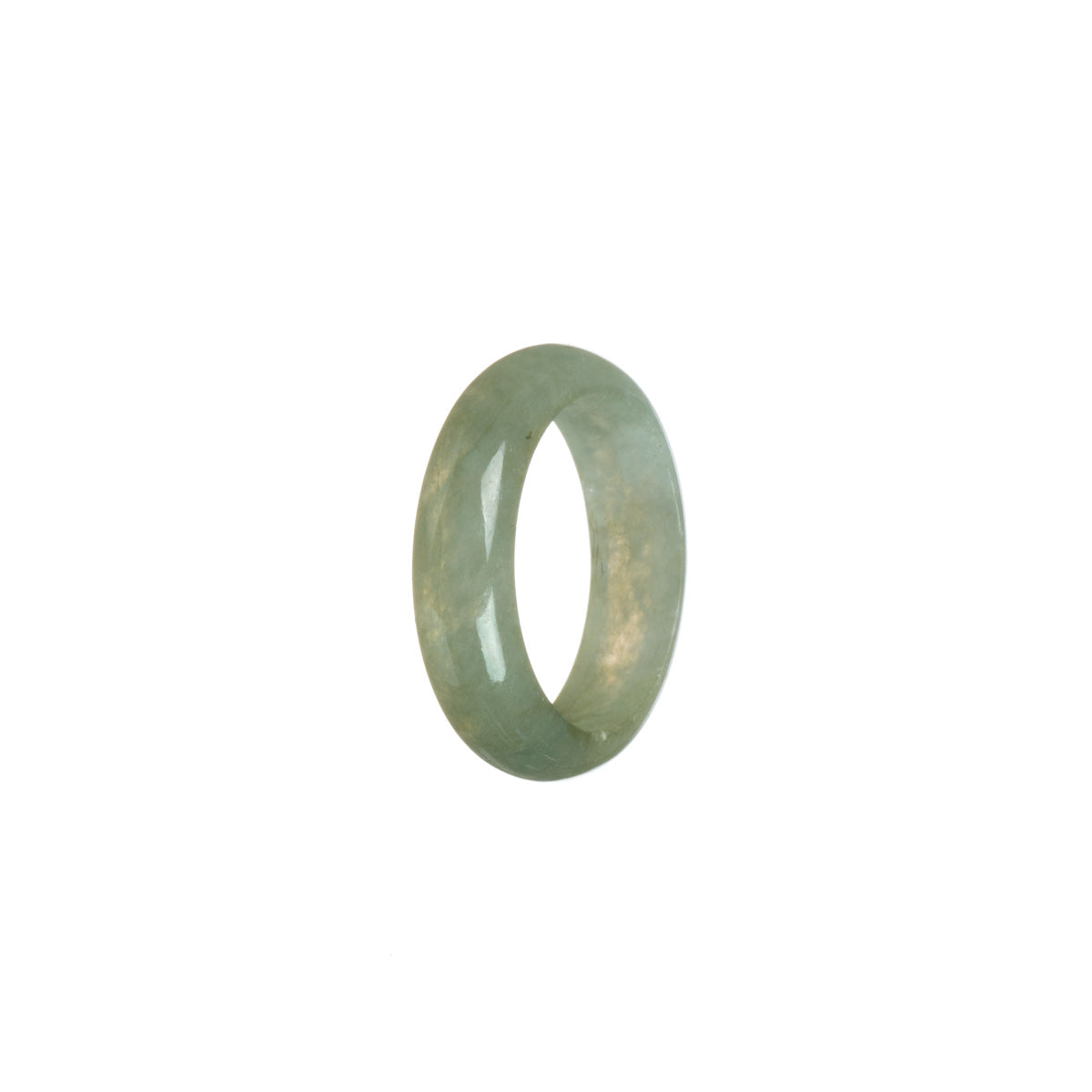Genuine Greyish Green Burma Jade Band - Size S 1/2
