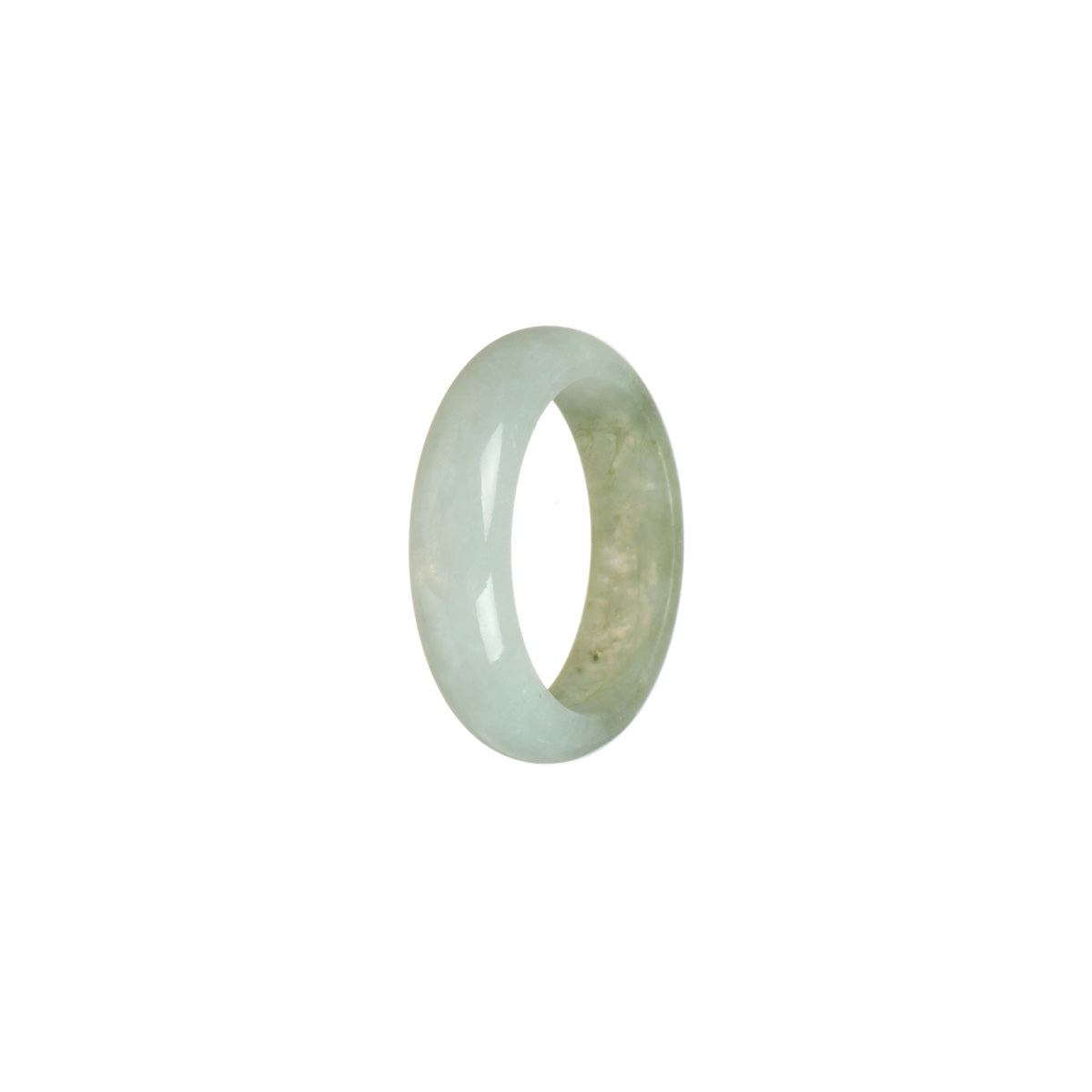 Certified White with brownish green Burmese Jade Ring - Size T 1/2