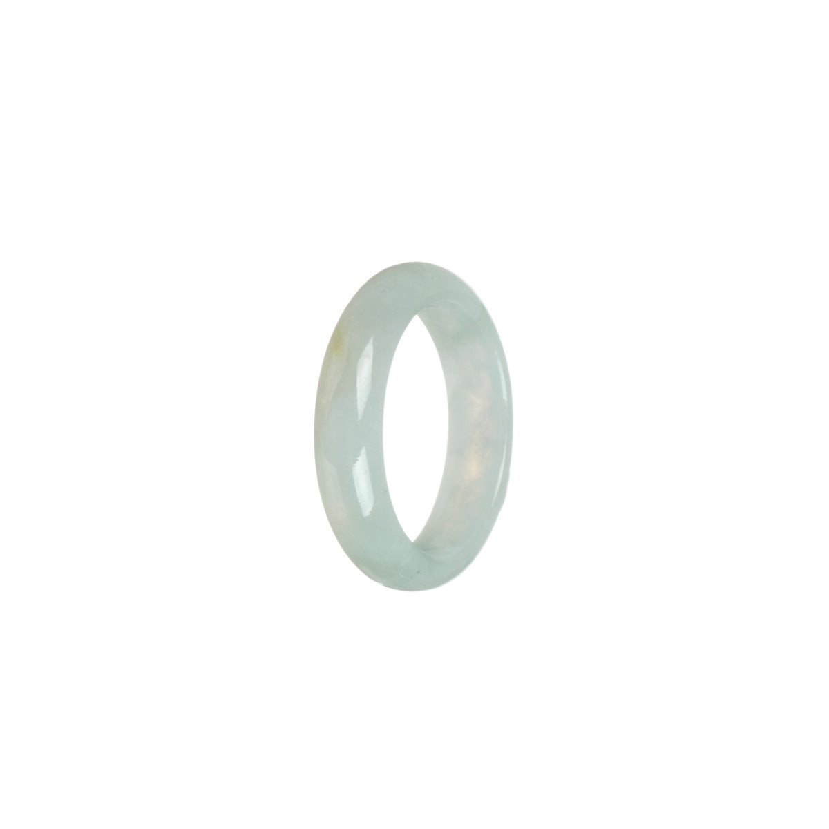 Certified White Burmese Jade Ring- Size S 1/2