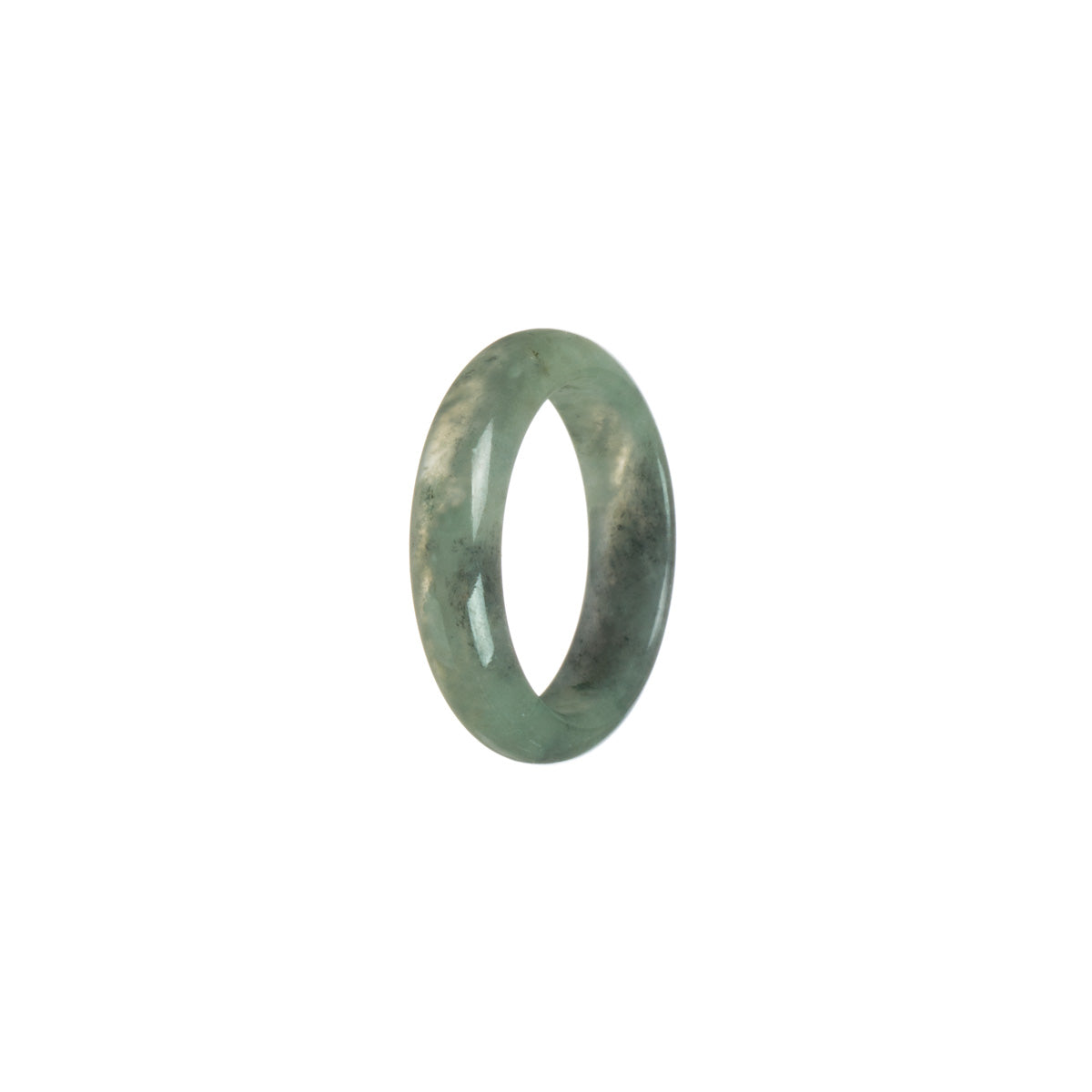 Genuine Olive green with Dark Grey Jadeite Jade Band - Size T