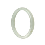 A close-up of a sleek, white Burma jade bangle bracelet with a semi-round shape, measuring 55mm in diameter. The bracelet is made from certified natural jade and is adorned with the brand name "MAYS".