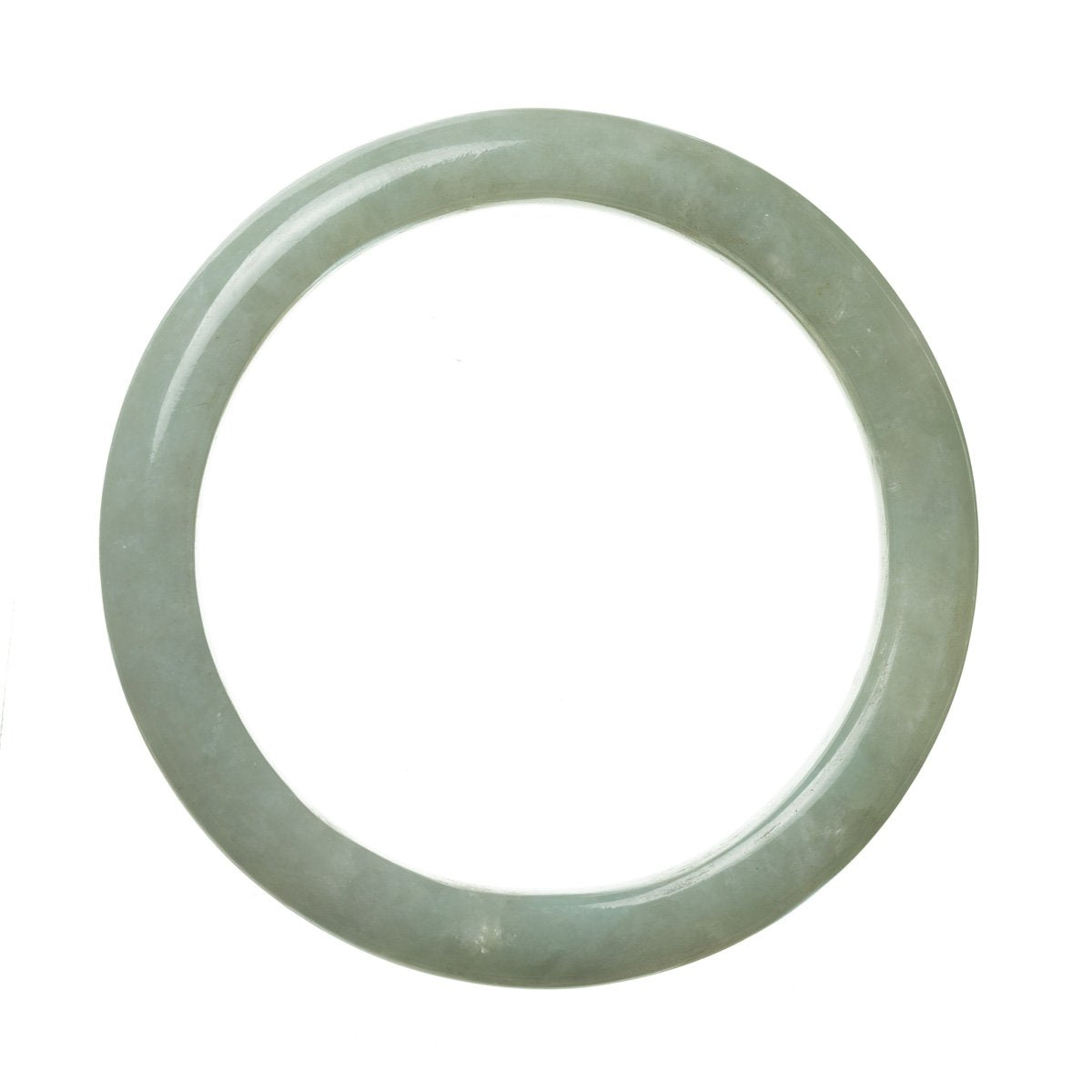 A light green Burmese jade bracelet with a semi-round shape, featuring genuine untreated stones.