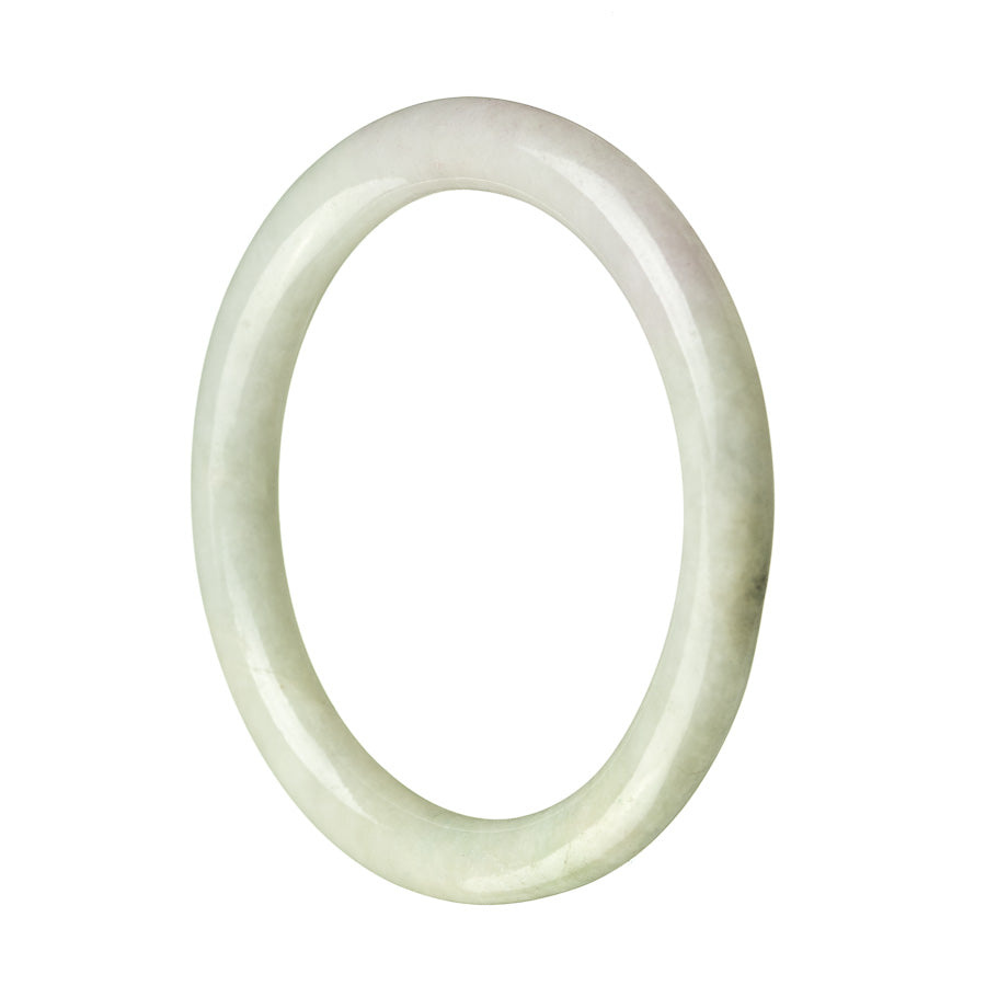 A round, pale green lavender Burma jade bangle bracelet with a 61mm diameter.